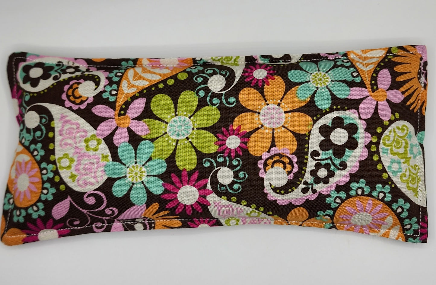 Retro Flowers Flaxseed Aromatherapy PEPPERMINT Eye / Forehead Pillow / Headache Helper / Cold Pack/ Hot Pad
