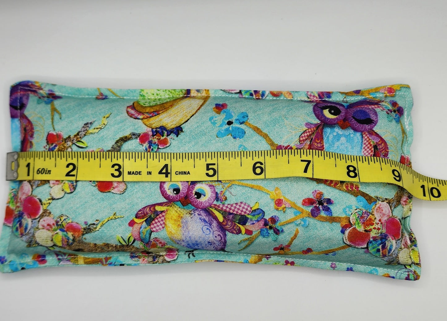 Crazy Colorful Owls Flaxseed Aromatherapy PEPPERMINT Eye / Forehead Pillow / Headache Helper / Cold Pack/ Hot Pad