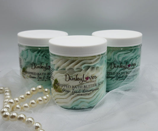 GREEN TEA & LEMONGRASS Whipped Bath Butter Soap / Gift Idea / Luxury Product / Cocoa Butter