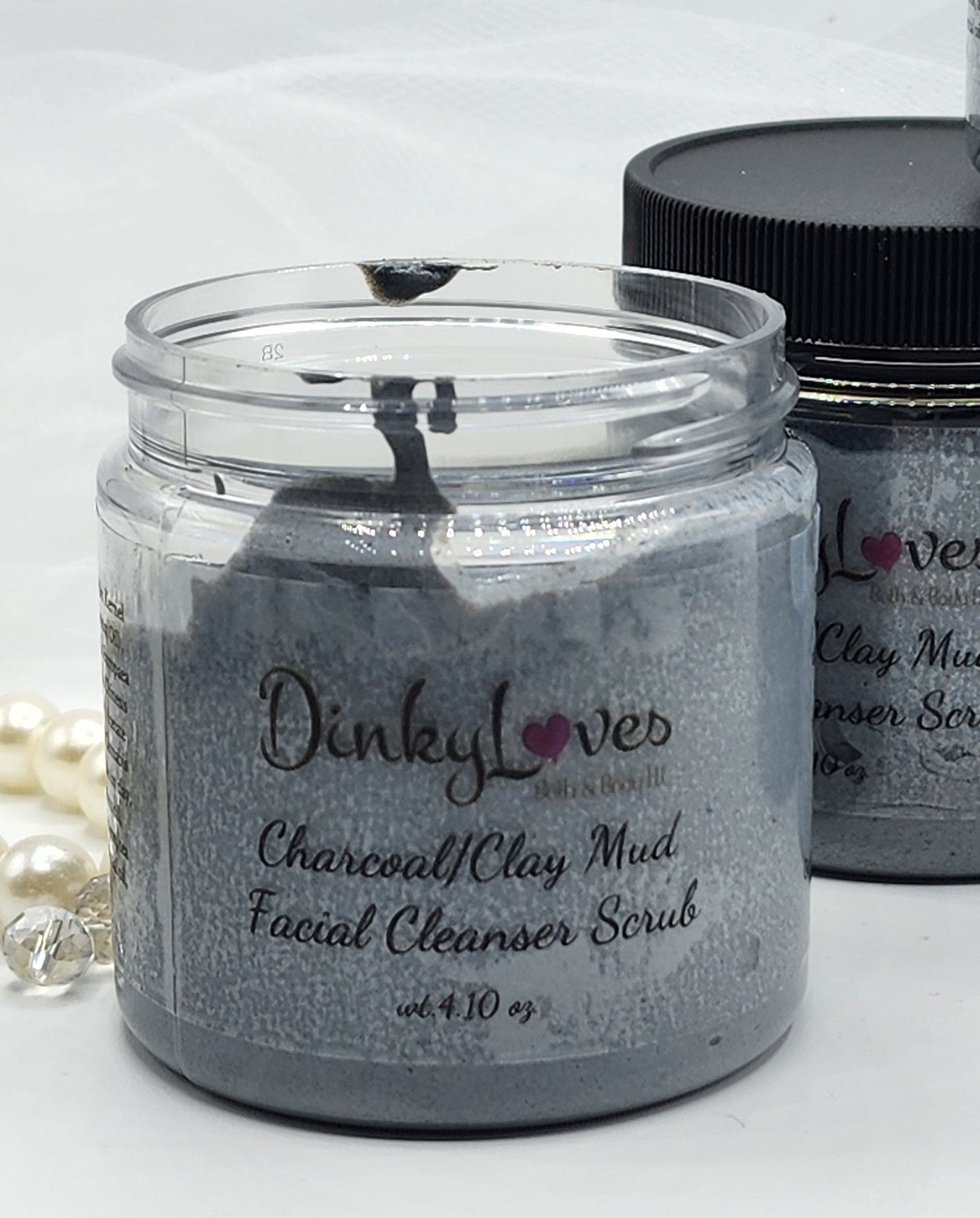 CHARCOAL / CLAY MUD FACIAL Cleanser Scrub / Activated Charcoal / Gift Idea / Essential Oil / Vegan Friendly