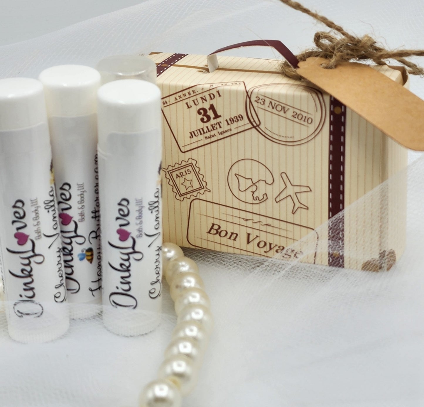 SUITCASE LIP BALM GIFT BOX SET / Lightly Sweetened/  Gift Idea/ Lip Balms / Lip Love / Avocado Oil