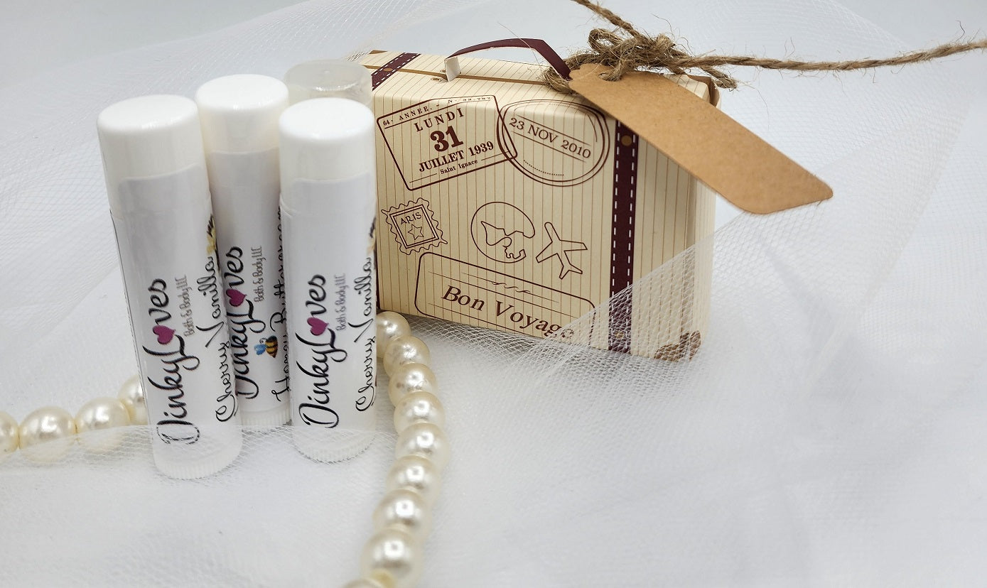 SUITCASE LIP BALM GIFT BOX SET / Lightly Sweetened/  Gift Idea/ Lip Balms / Lip Love / Avocado Oil