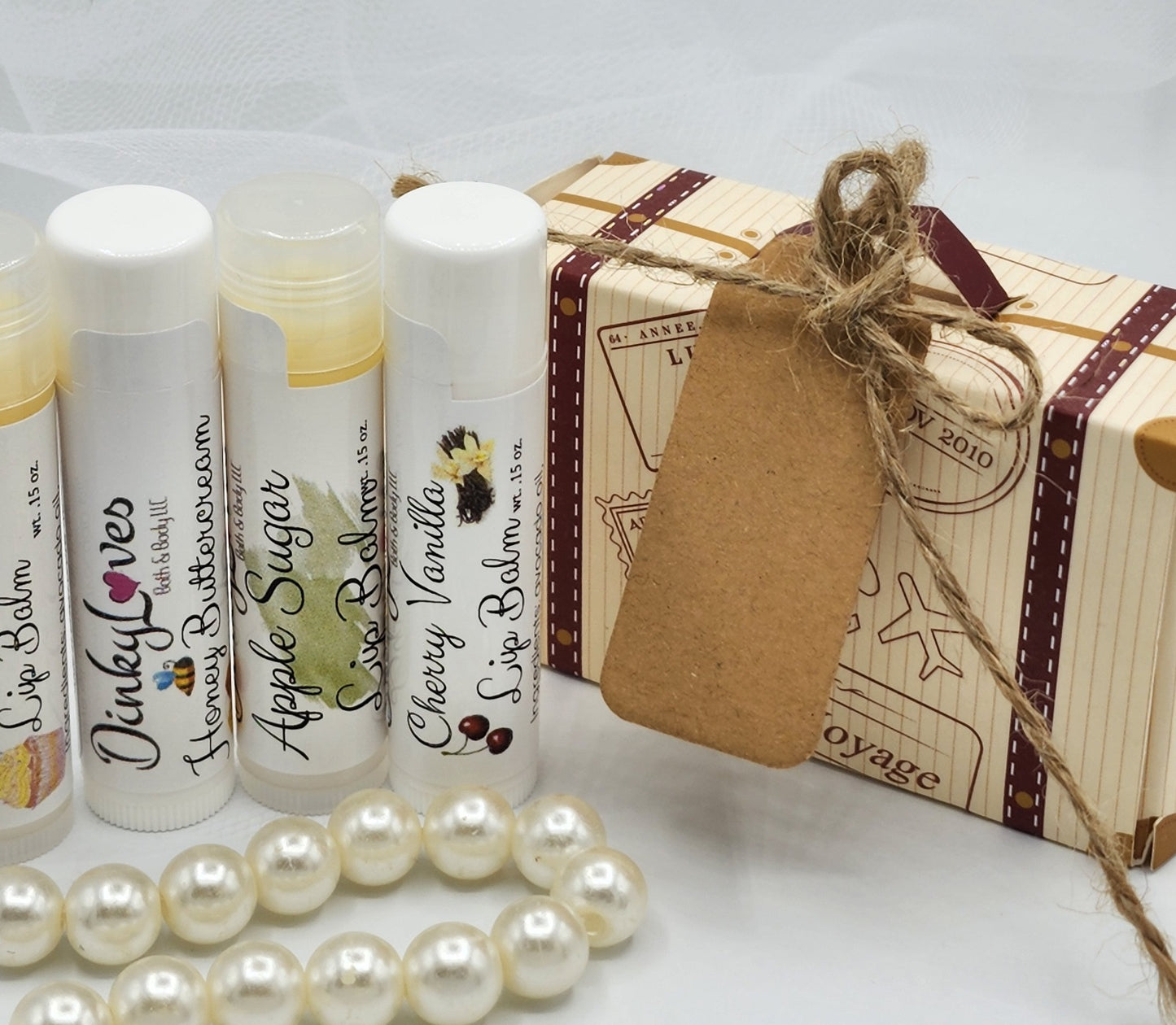 SUITCASE LIP BALM GIFT BOX SET / Lightly Sweetened/  Gift Idea/ Lip Balms / Lip Love / Avocado Oil